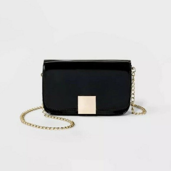 Who What Wear Handbags - Who What Wear Black Faux Patent Leather Fanny Pack